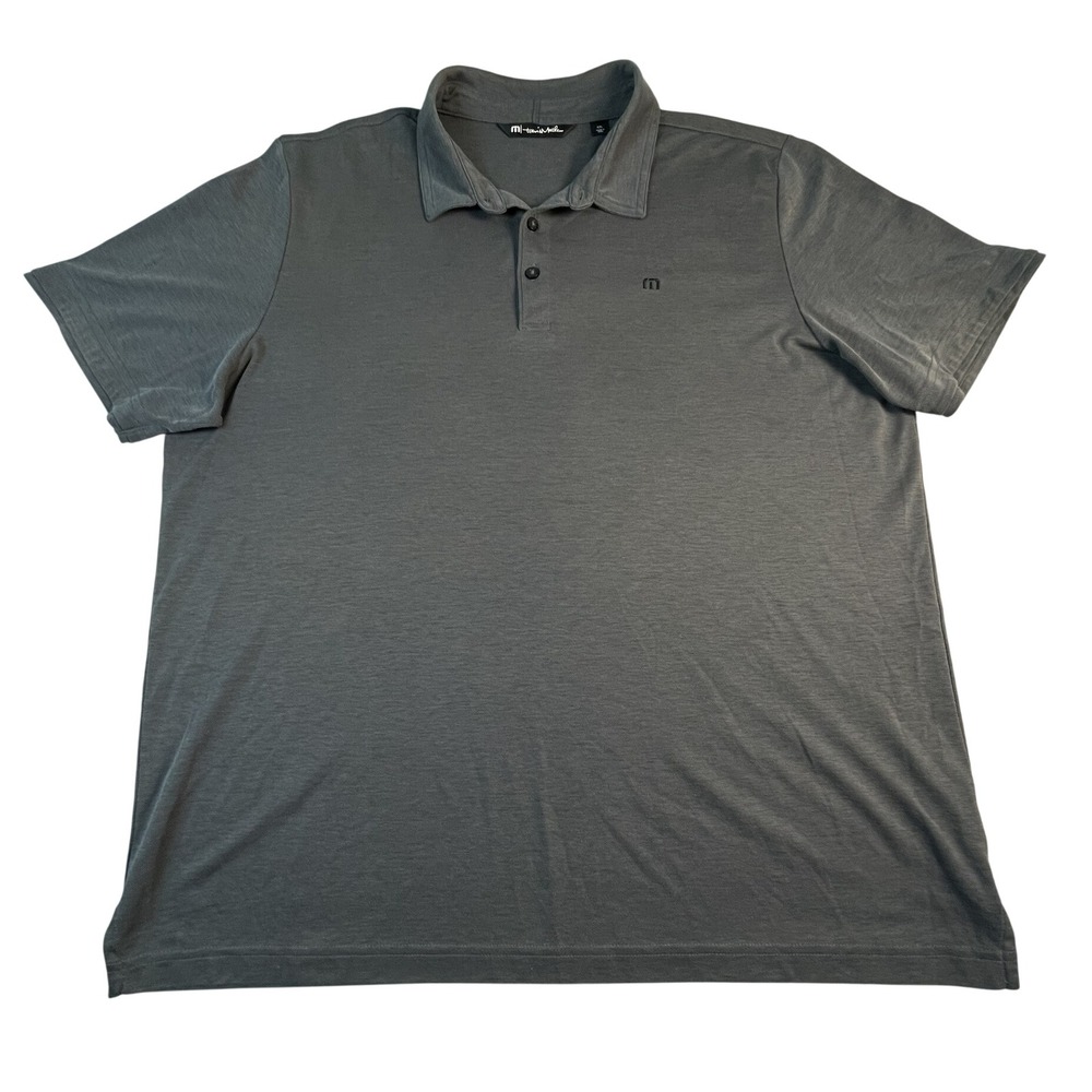 Travis Mathew Polo Mens XXL Gray Pima Cotton Blend Short Sleeve Golf Shirt Logo